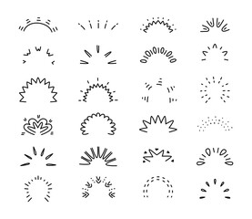 Wall Mural - doodle sunburst. shine sunbursts, pop style sun rays. manga emotional elements, surprise frames. fir