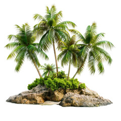 Tropical Island with Coconut Palm Trees