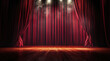 © Александр Марченко - Red stage curtains opening on an empty stage with spotlights