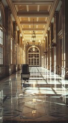 Wall Mural - Elegant Hallway With Chair  And Light Reflections.