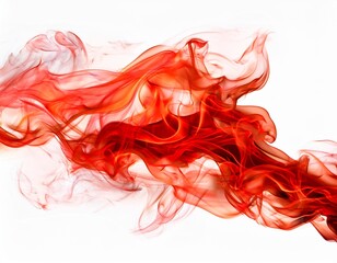 Dynamic red fire flames isolated on white background. AI generated image