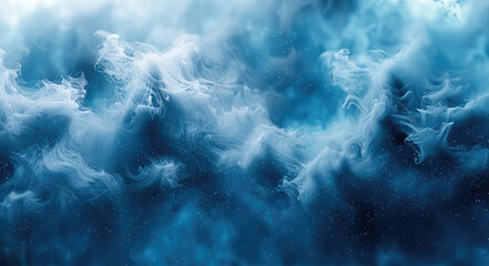 Aufkleber - Cyan particle liquid smoke background. Generative AI.