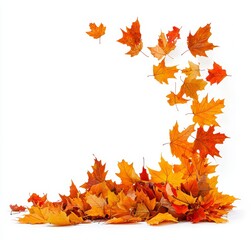 Sticker - Leaf pile with autumn colors isolated on white background. A heap of dried maple leaves. Colorful leaves in the fall season.