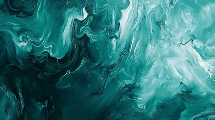 Poster - Abstract art teal blue green gradient paint background with liquid fluid grunge texture.