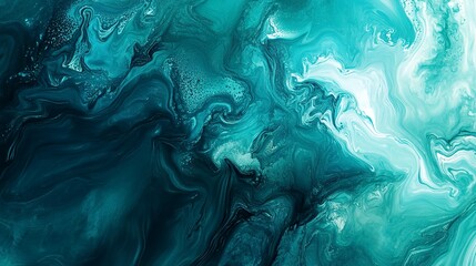 Poster - Abstract art teal blue green gradient paint background with liquid fluid grunge texture.