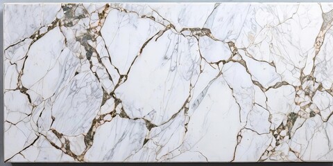 Wall Mural - A white marble slab with a pattern of cracks and holes