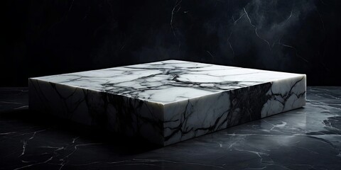 Wall Mural - A black and white marble slab with a black and white pattern