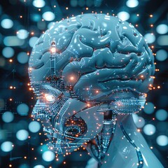 Aufkleber - AI brain analyzing global economic patterns. Generative AI.