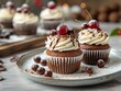 © Di - Delicious Close-up of Cupcakes Arranged on a Plate, Dining Room Aesthetics, Graphic Resources, Wallpapers, Brochure, banner, Advertising, background