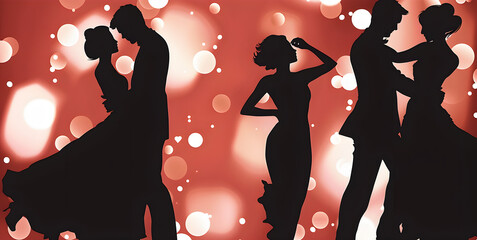 Wall Mural - Silhouettes of a dancing couple. Romantic and Celebration Designs