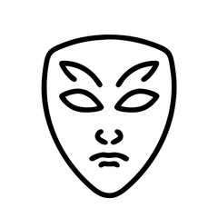 Wall Mural - Mask Icon, Halloween Symbol, Outline Style, White Background