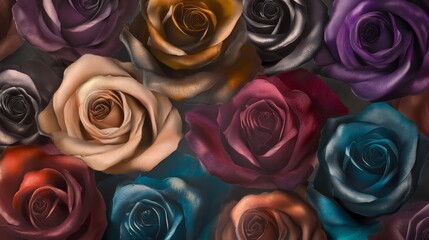 Sticker - With space for text, this multicolored rose pattern has a vertical seamless design