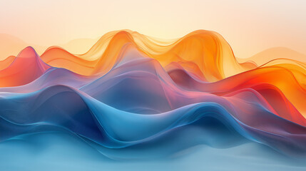 Wall Mural - A colorful wave with blue, orange, and red colors. The colors are blended together to create a sense of movement and energy. The image conveys a feeling of excitement and wonder