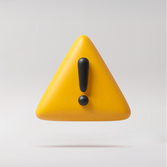 Poster - yellow triangle attention sign icon 3d rendering. vector illustration of warning sign icon. tree dim