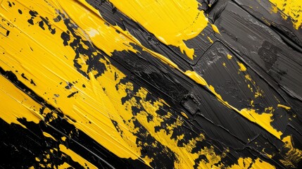 Bold yellow and black abstract paint background with dynamic brush strokes - vibrant textured art for modern design concepts, grunge aesthetic, and creative visuals in graphic design projects