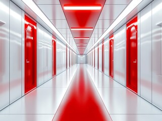 Poster - An abstract interior with tilted columns and glowing ends