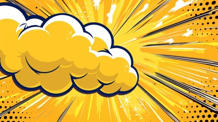 Poster - Pop art yellow comic book background in superhero style with speech bubble and text space on vibrant yellow backdrop, ideal for cartoon comic book design, superhero-themed posters, and graphic novels 