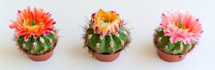 Sticker - On a transparent cactus background, pink and yellow flowers are displayed