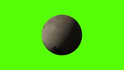 Wall Mural - gray planet on green screen background 4k