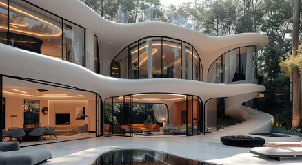Leinwandbilder - A stunning house that has furniture from 3d prints. Generative AI.