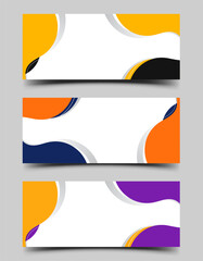 Wall Mural - Set of modern horizontal banner with colorful wave