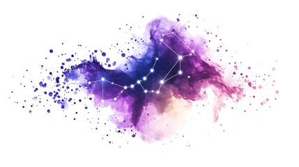 Wall Mural - Watercolor abstract background with constellation.