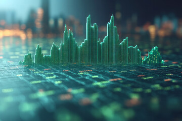 Fototapete - A stock market index, isolated on a pastel green background, representing overall market performance,