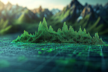 Poster - A stock market index, isolated on a pastel green background, representing overall market performance,