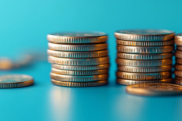 Aufkleber - A set of dividend payouts, isolated on a pastel blue background, symbolizing returns on investment,