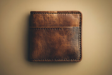 Poster - A minimalistic wallet with only essentials, isolated on a pastel cream background, symbolizing mindful spending and financial control,