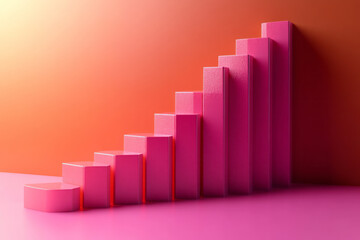 Poster - A graph showing increasing passive income, isolated on a pastel peach background, representing financial freedom through smart investments,