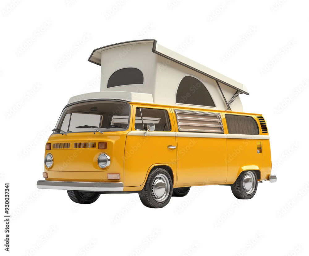 Vintage yellow camper van isolated on white background. PNG transparent ...
