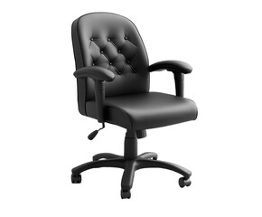 Black office chair isolated on white background. PNG transparent.