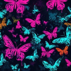 Sticker - Butterfly pattern backgrounds purple.