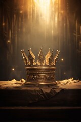 Wall Mural - Medieval golden crown of royalty spirituality illuminated celebration.