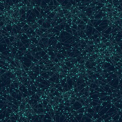 seamless pattern, abstract network background with glowing nodes and connecting lines, ideal for tec