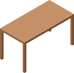 Sticker - Wooden table standing on the floor in isometric view