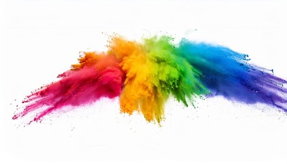 Canvas Print - colorful rainbow holi paint color powder explosion isolated white background