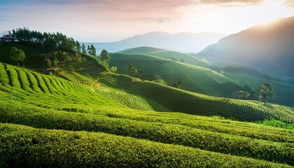 green tea plantation on the mountain herb green organic food