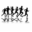 © Global Perspectives - A group of people running in a race silhouette runner Illustration