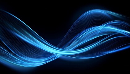 Wall Mural - luxury elegant blue glowing wavy line elements