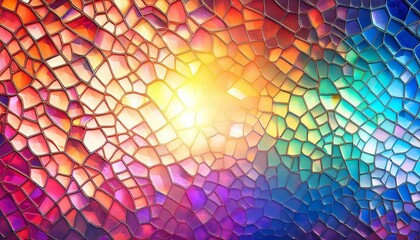 Canvas Print - rainbow background with intricate mosaic patterns and glowing light