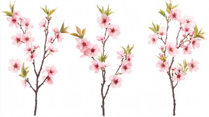 Naklejka na meble Beautiful Sakura Tree Branches with Pink Flowers - Elegant Nature Background