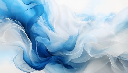 Wall Mural - white and blue abstract digital art background with smoke effects