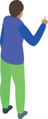 Poster - Young man is standing and pointing with his finger to the right