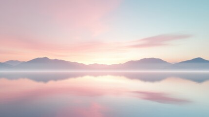 Wall Mural - A beautiful mountain range is reflected in a calm lake at sunset