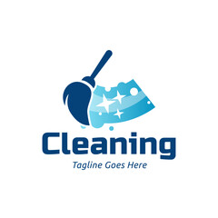 Sticker - Home Cleaning Services Logo Design Vector. Cleaning broom logo design.