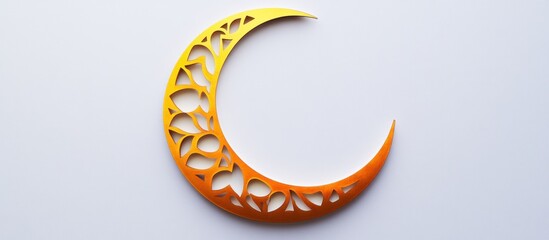 Canvas Print - Ornate Golden Crescent Moon on White Background