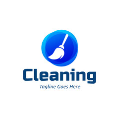 Sticker - Home Cleaning Services Logo Design Vector. Cleaning broom logo design.