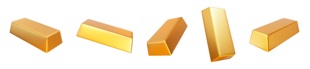 Wall Mural - 3d set golden bars. gold bricks collection for finance, banking and trading. stock vector illustrati